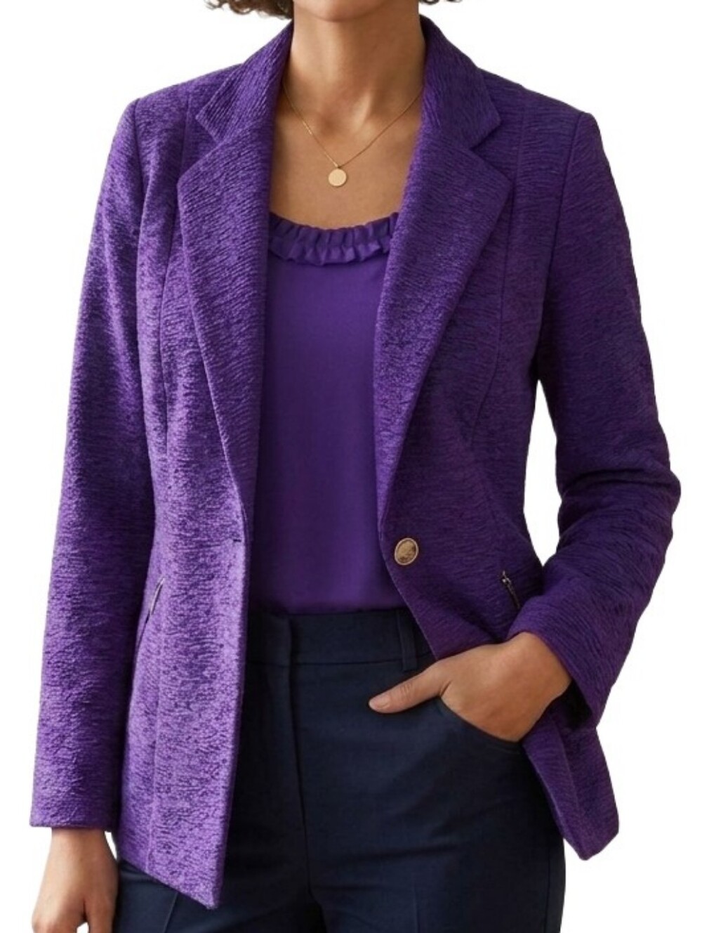 Chico's 2 Piece Set Textured Blazer Jacket Matching Shell Camisole